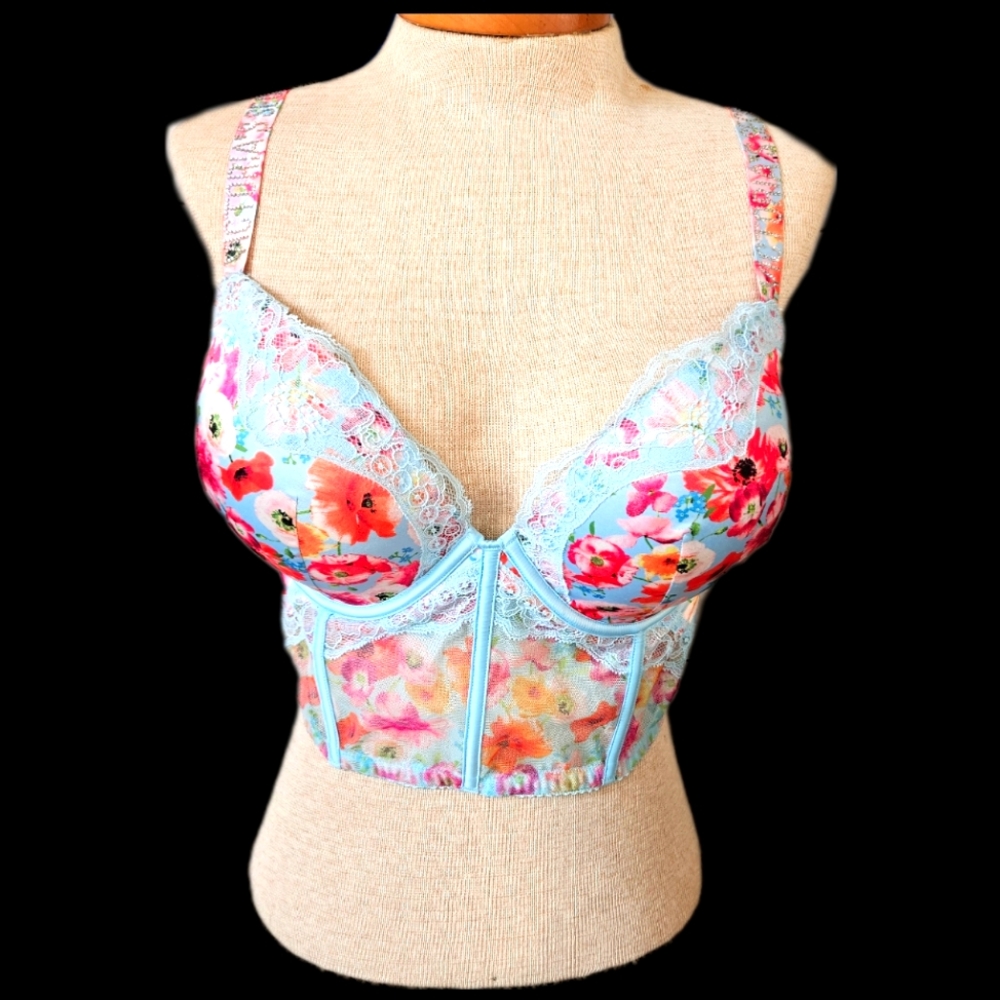 Victoria's Secret foral, silk, bra / corset, Large